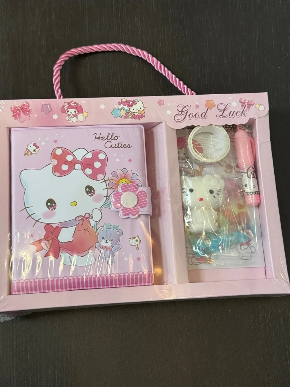 Hello Kitty Plush Hat and Pink Stationery Gift Set